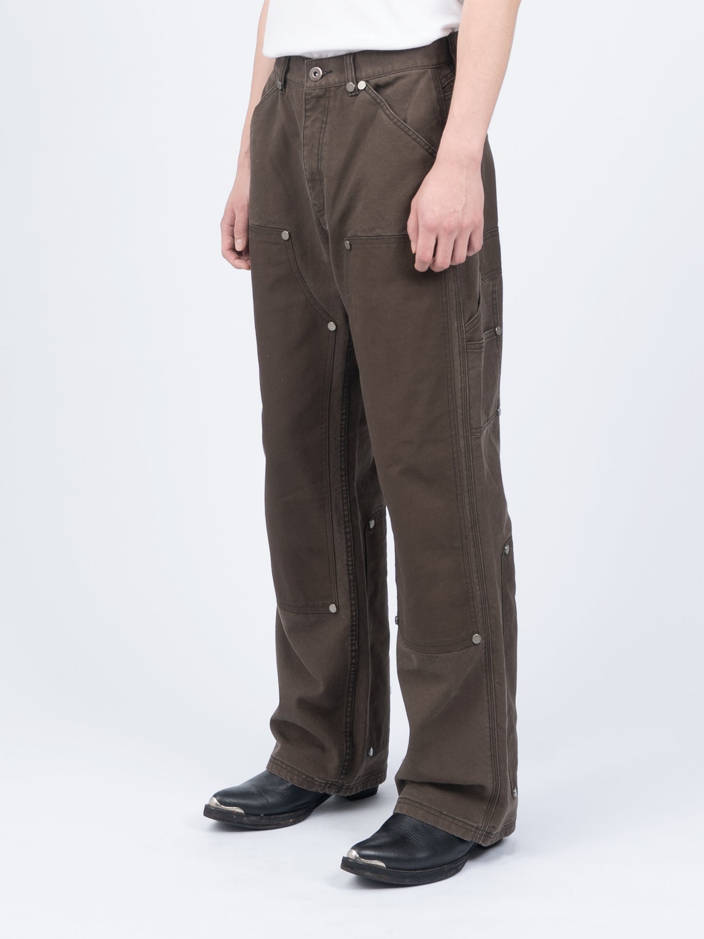 1997shell Metal Rivets Work Pants(Brown)