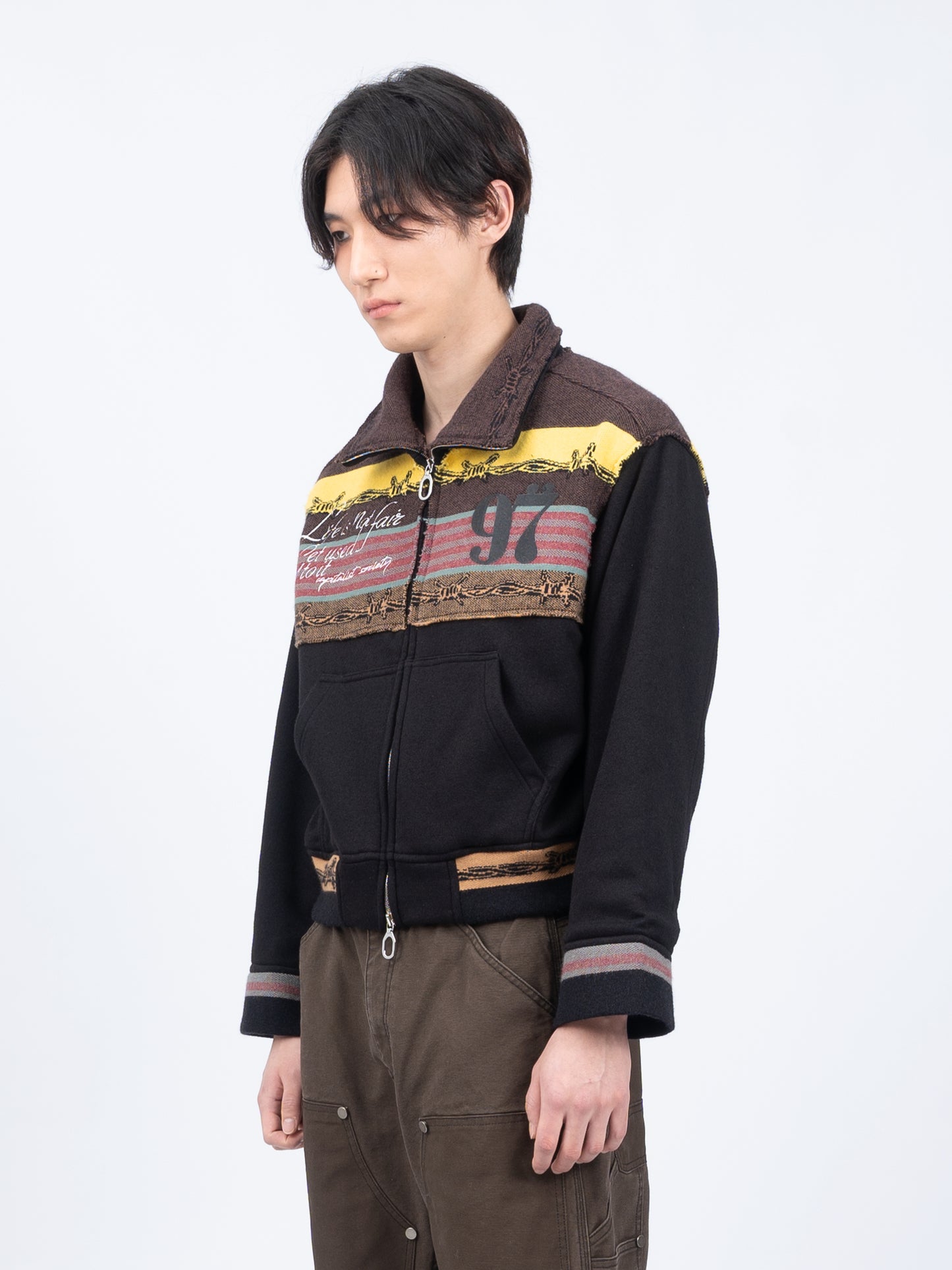 1997shell Patch Knit Logo Zip Jacket