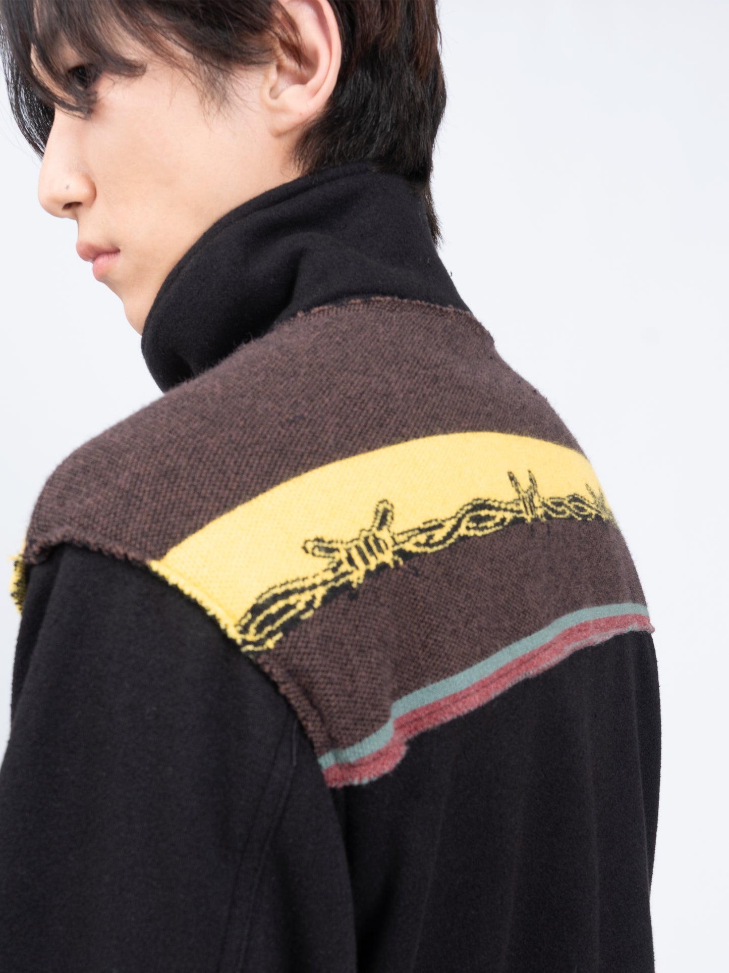 1997shell Patch Knit Logo Zip Jacket