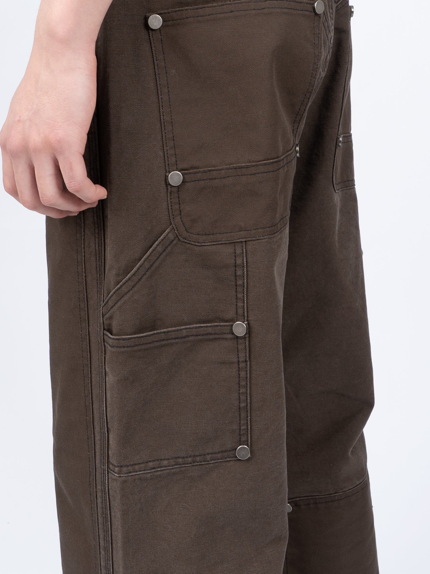 1997shell Metal Rivets Work Pants(Brown)