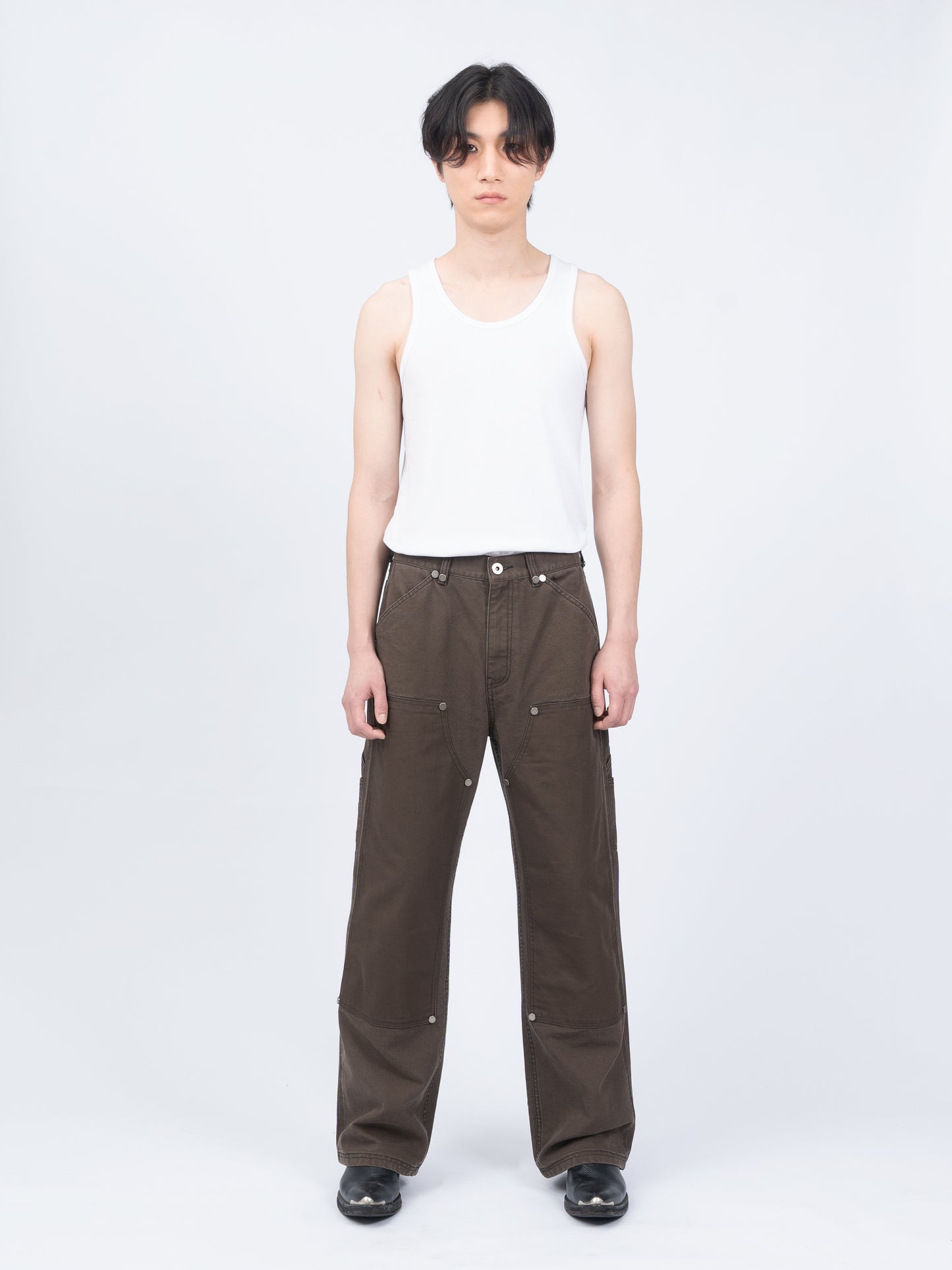 1997shell Metal Rivets Work Pants(Brown)