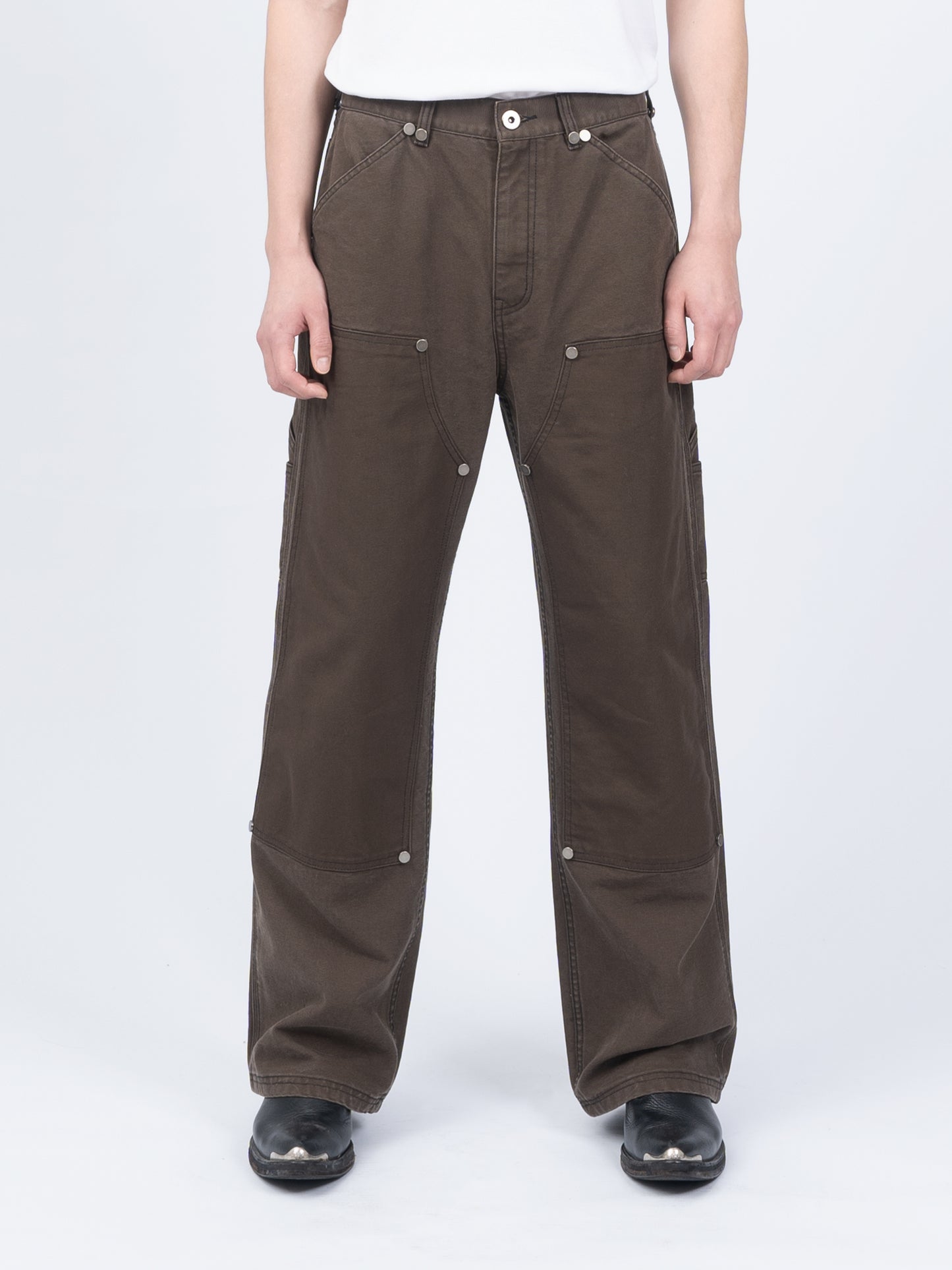 1997shell Metal Rivets Work Pants(Brown)