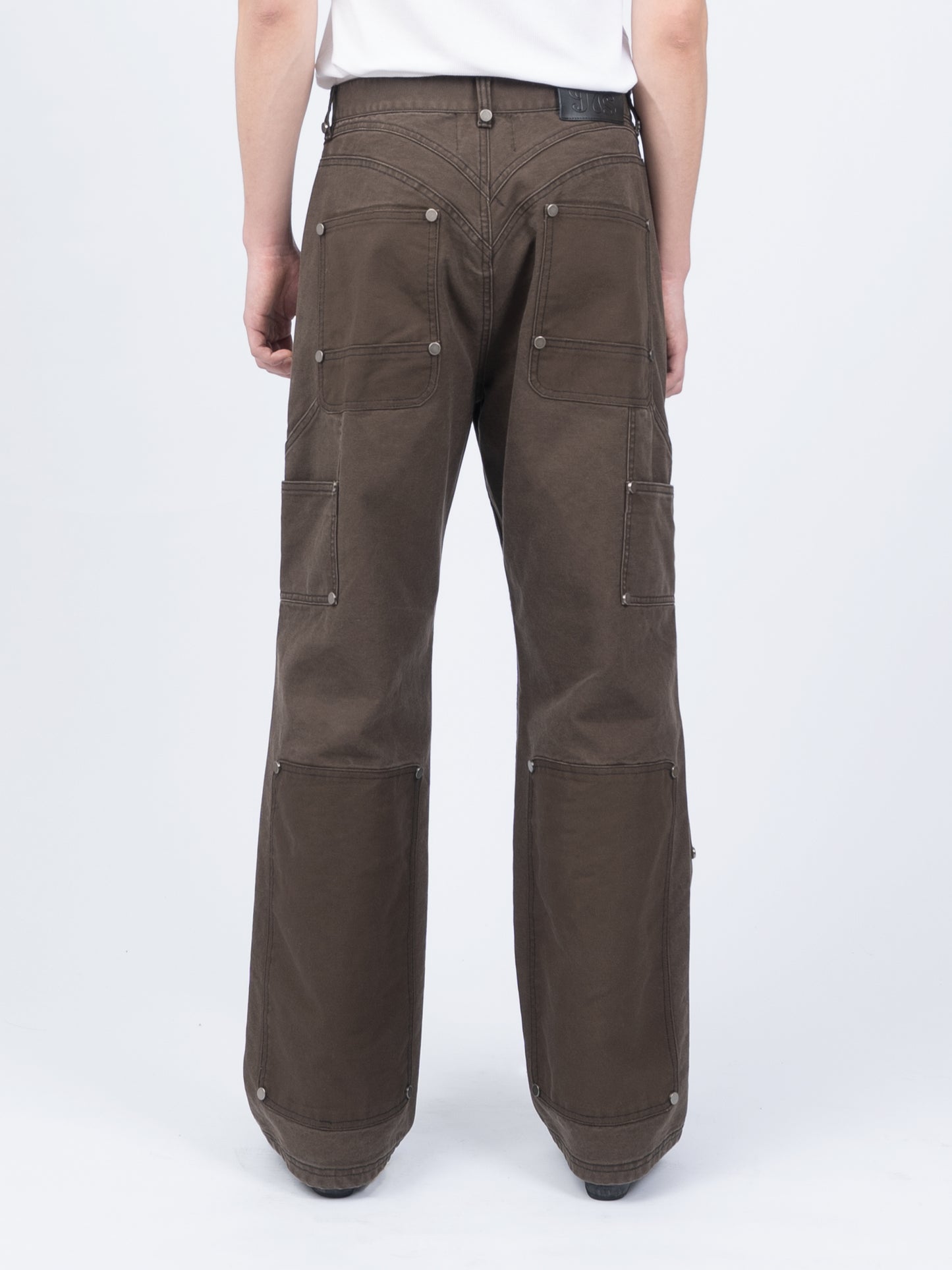 1997shell Metal Rivets Work Pants(Brown)