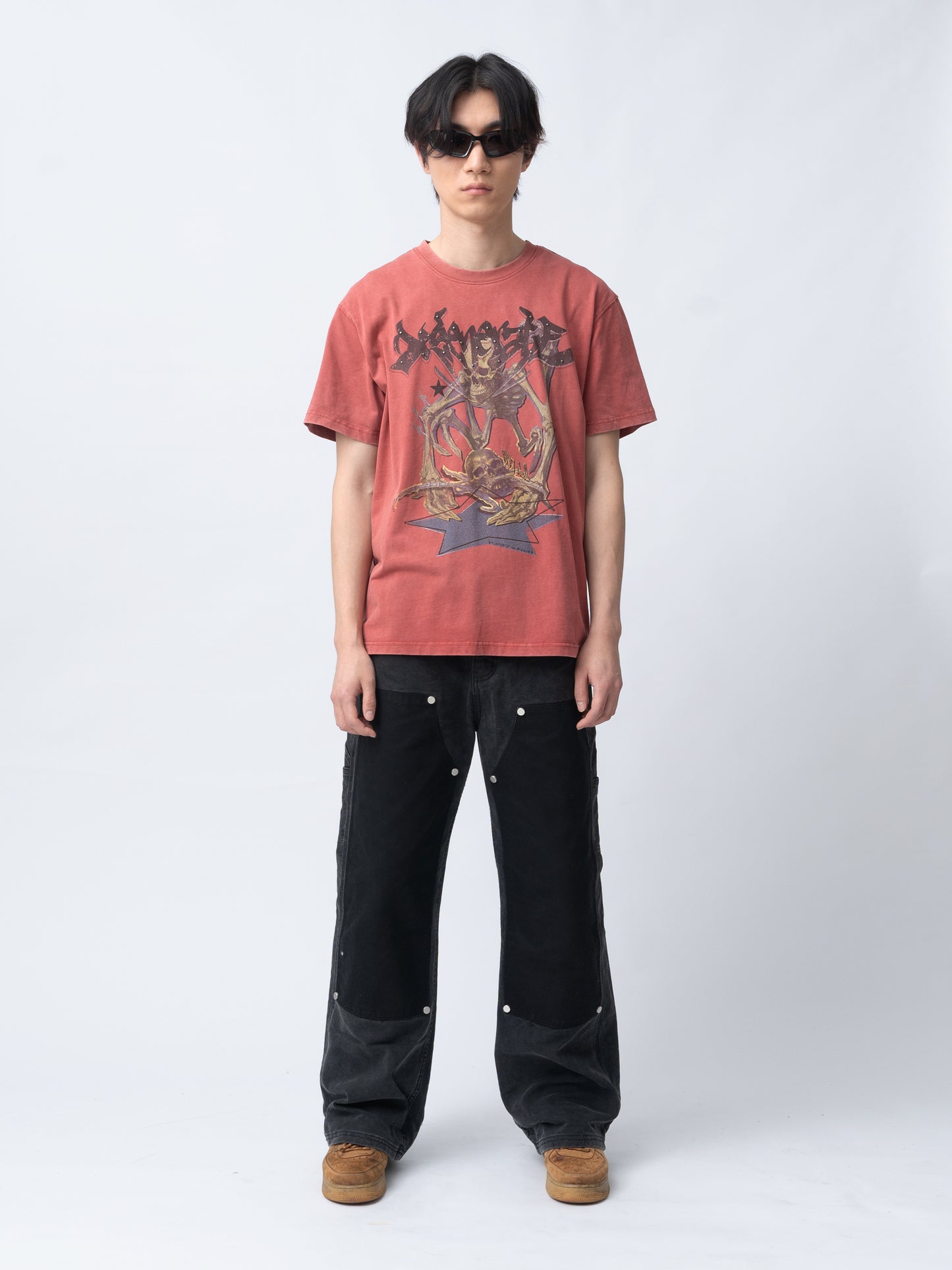 1997shell Wash Skeleton Print Tee (Red)