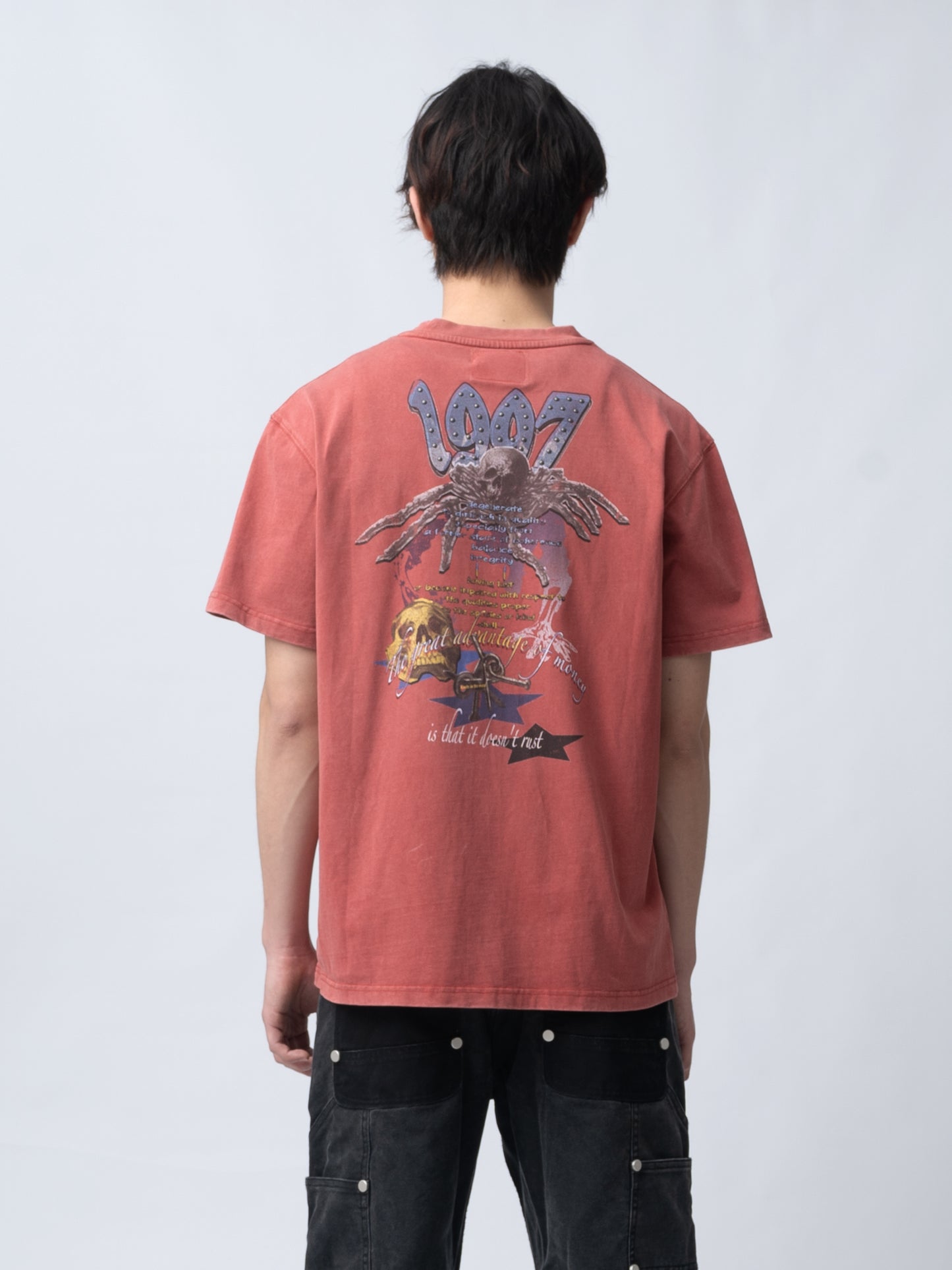 1997shell Wash Skeleton Print Tee (Red)