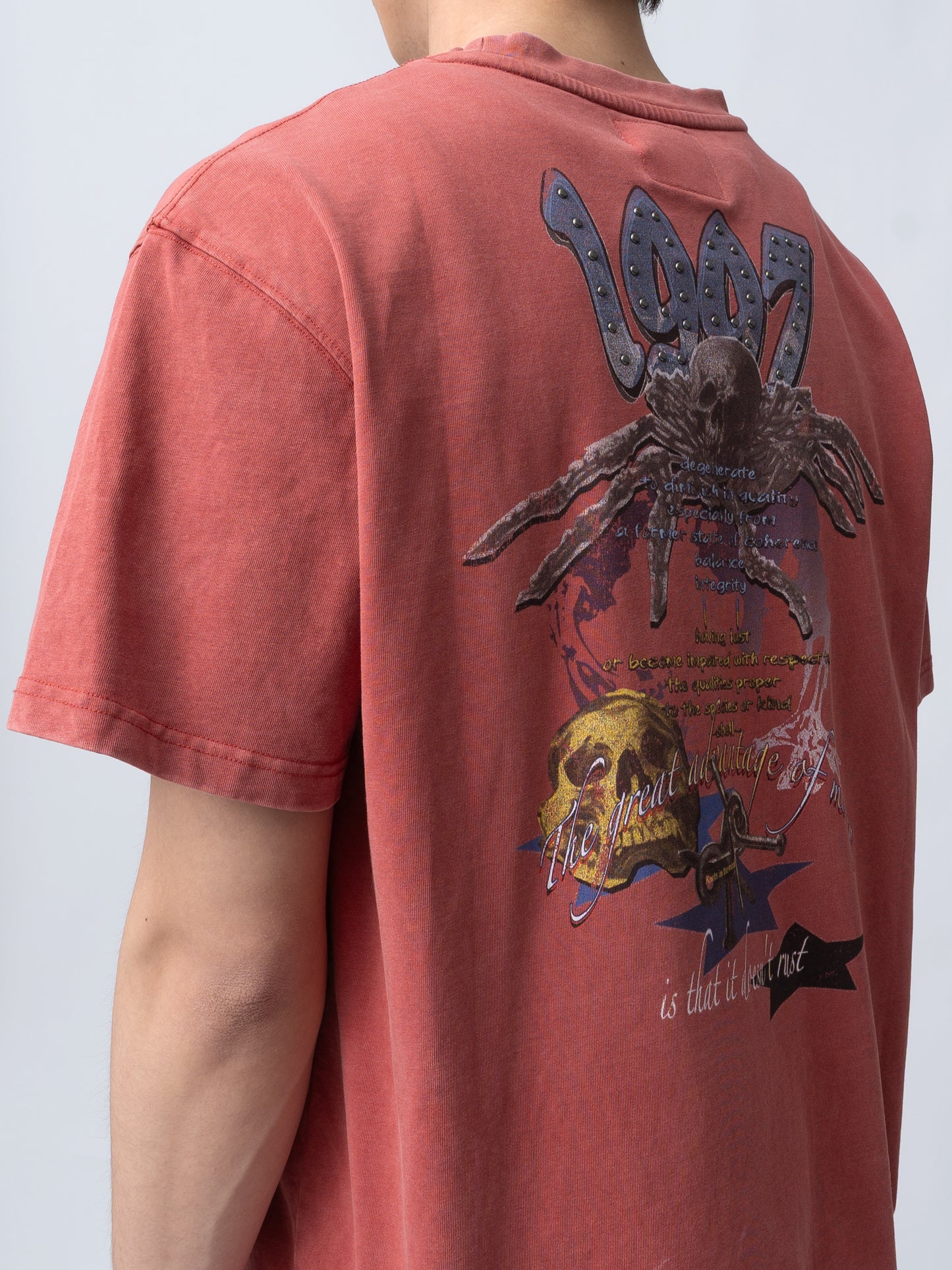 1997shell Wash Skeleton Print Tee (Red)