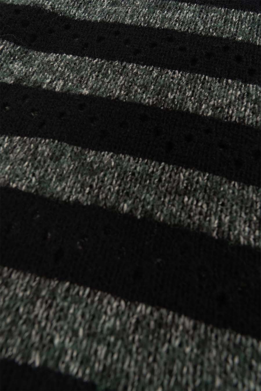 1997shell Grey&Black Horizontal Stripes Knitting Polo