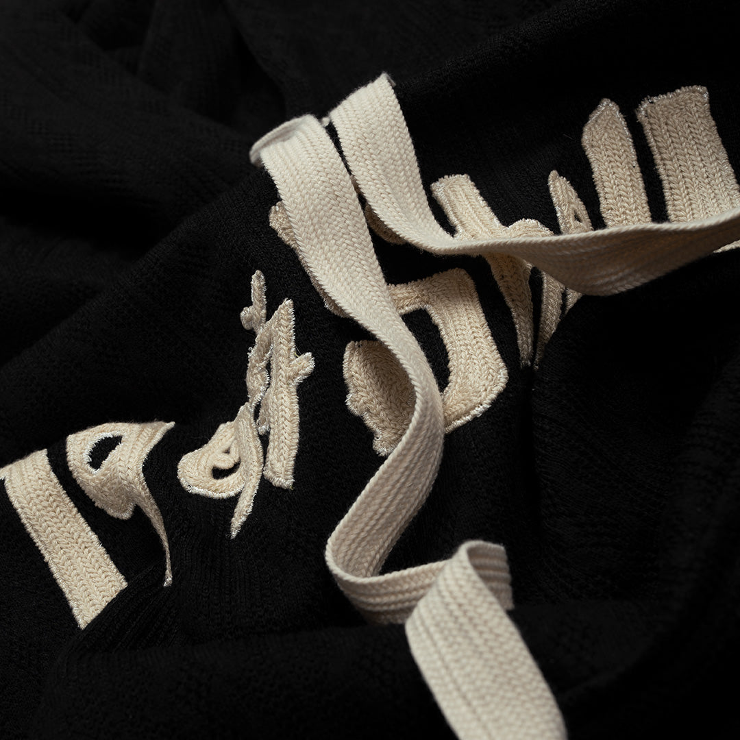 1997shell Textured Embroidery Black Hoodie