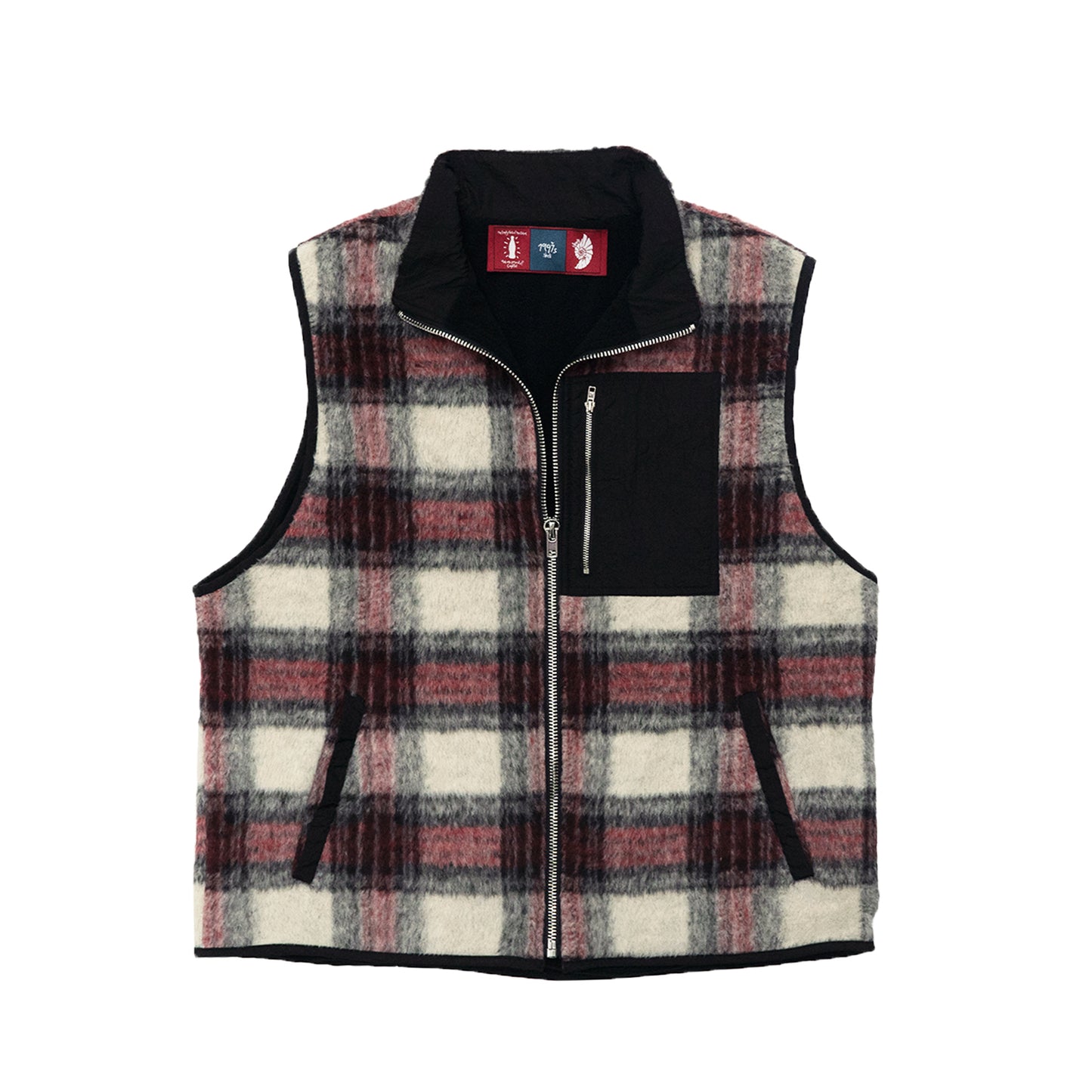 1997shell Wool Plaid Full-Zip Vest