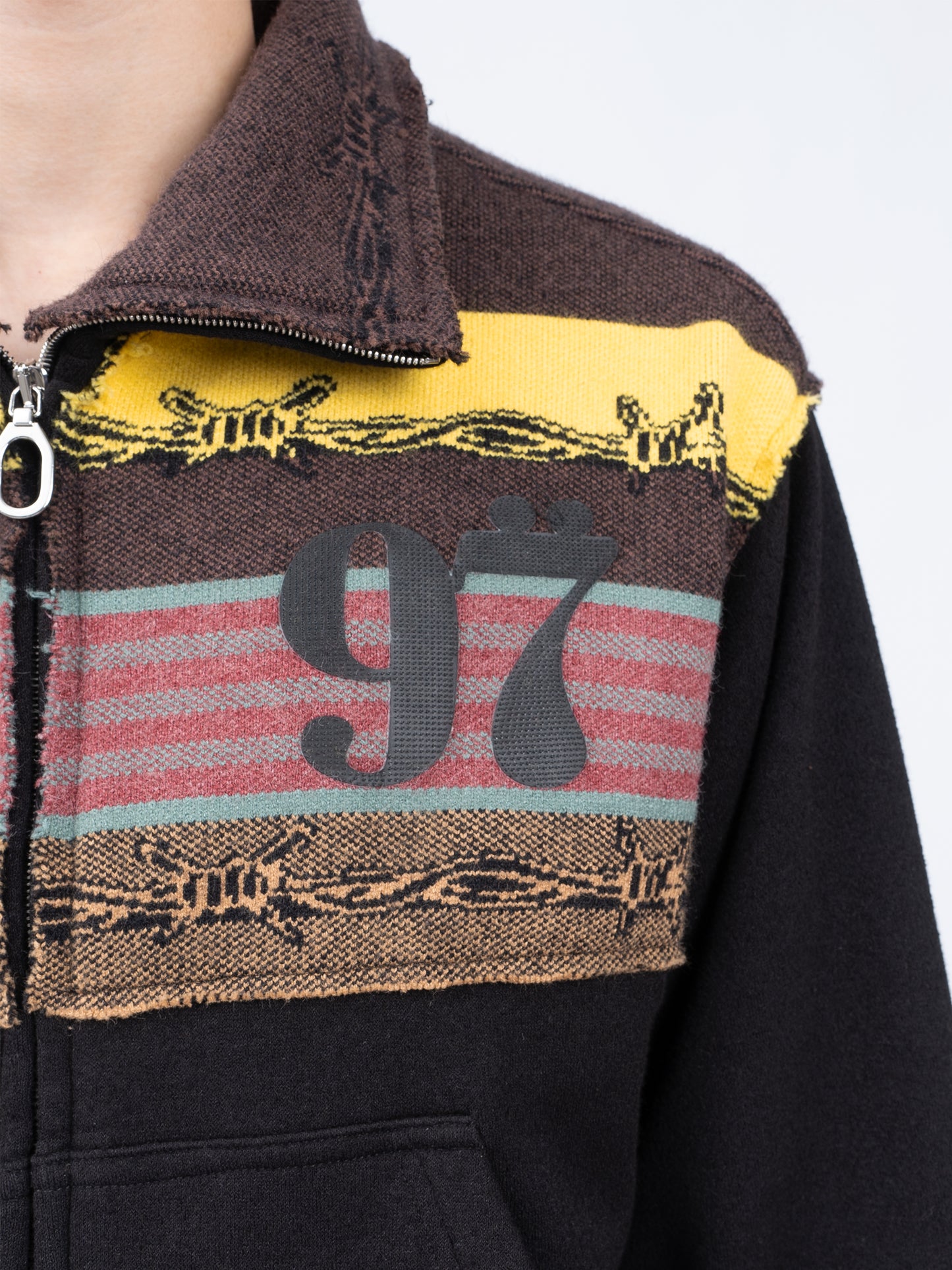1997shell Patch Knit Logo Zip Jacket