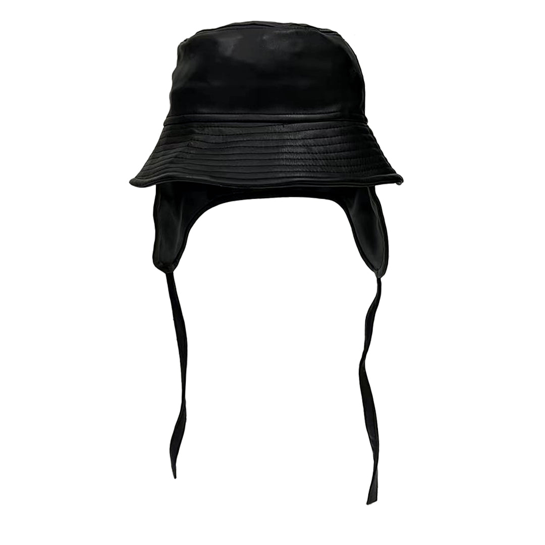 1997shell Leather Ear Flap Bucket Hat